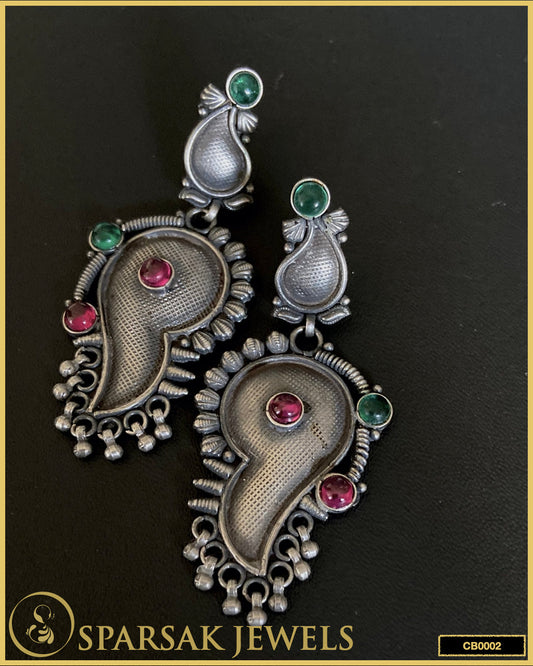 Temple-Inspired Chandbali Earrings in Sterling Silver by Sparsak Jewels