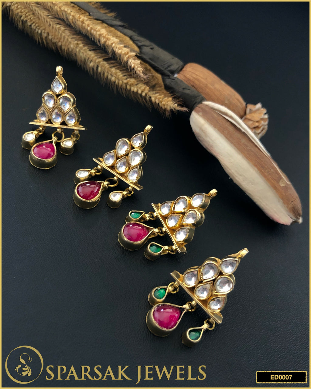 Kundan Silver Earrings - Sparsak Jewels