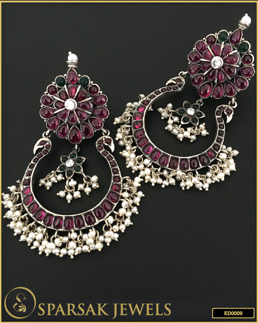 Broad Temple Danglers in Sterling Silver - Sparsak Jewels