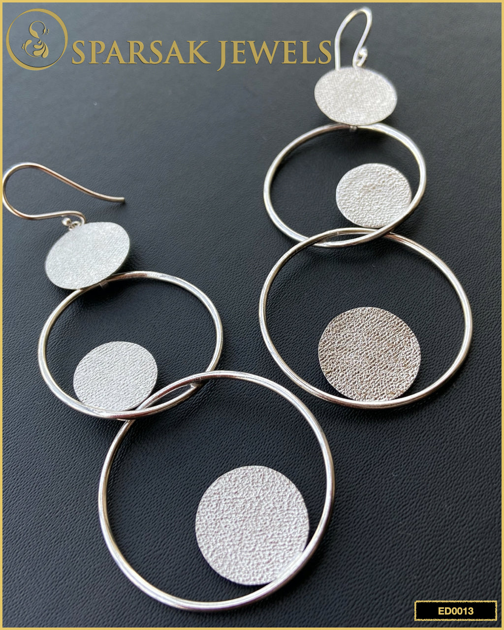 Long Circle Chic Danglers in Sterling Silver - Sparsak Jewels