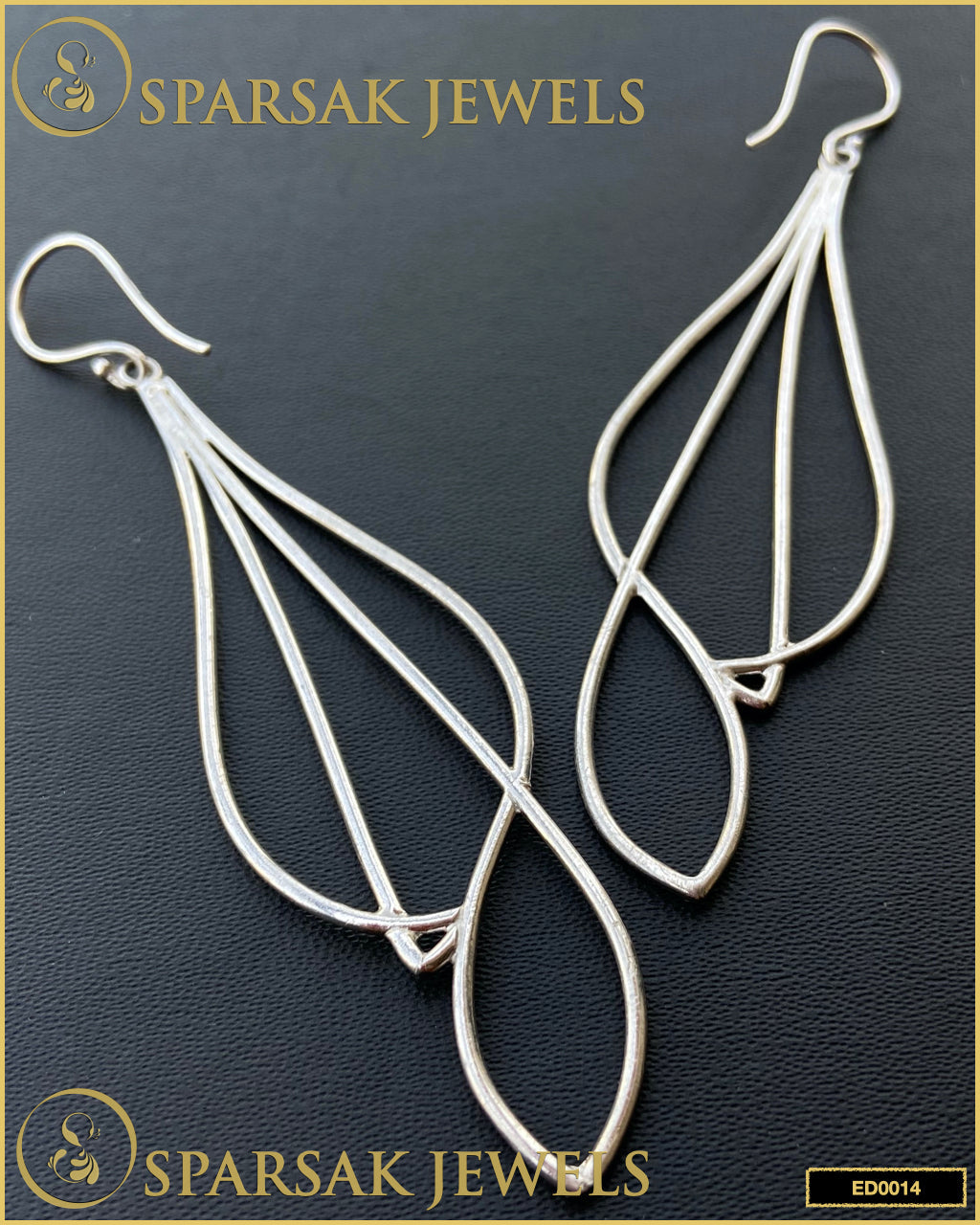 Sleek Long Modern Design Danglers in Sterling Silver - Sparsak Jewels