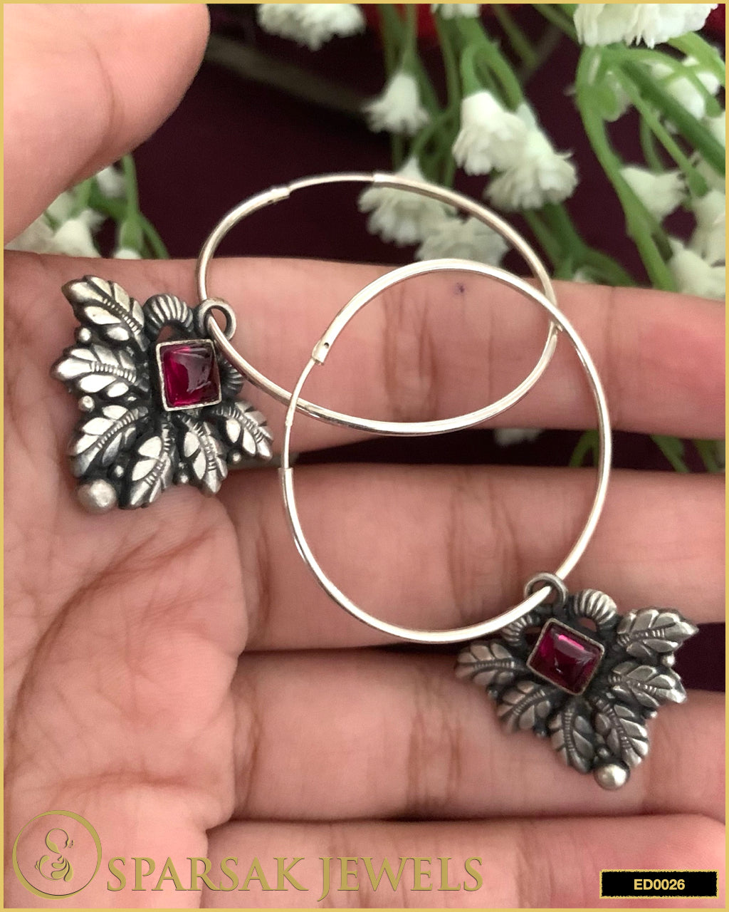 Sterling Silver Temple Jewellery Changeable Charms Hoops Earrings