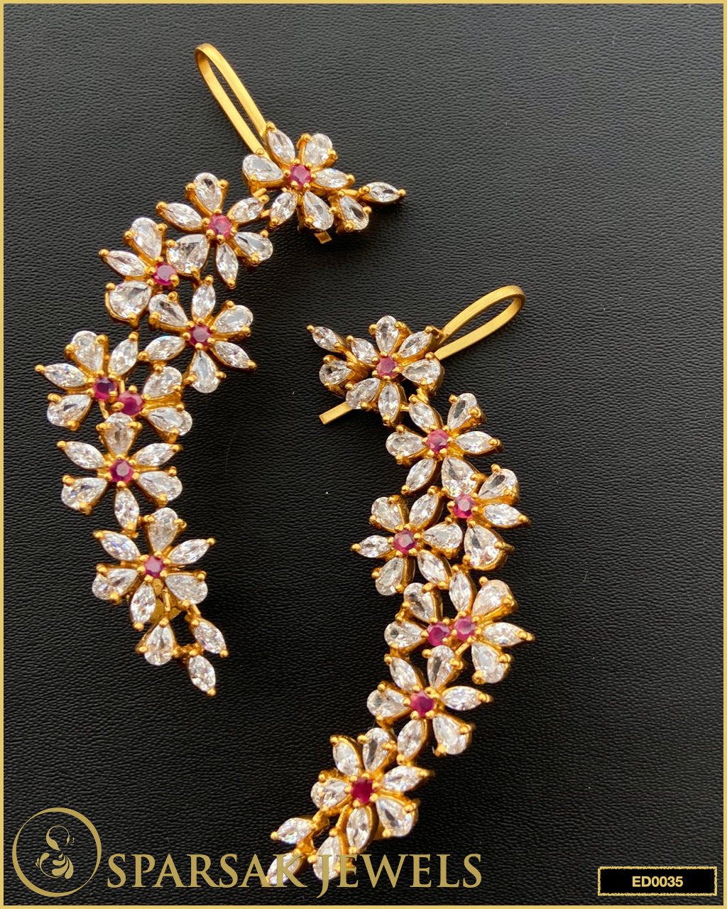 Silver Flower Ear Cuffs by Sparsak Jewels