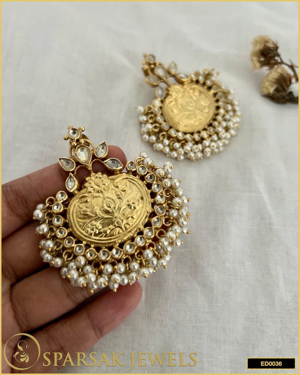 Beautiful Kundan Earrings in Sterling Silver by Sparsak Jewels
