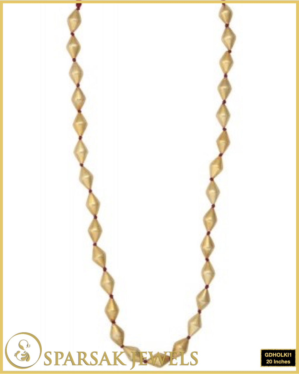 Single Line Gold Polished Dholki Mala Necklace by Sparsak Jewels