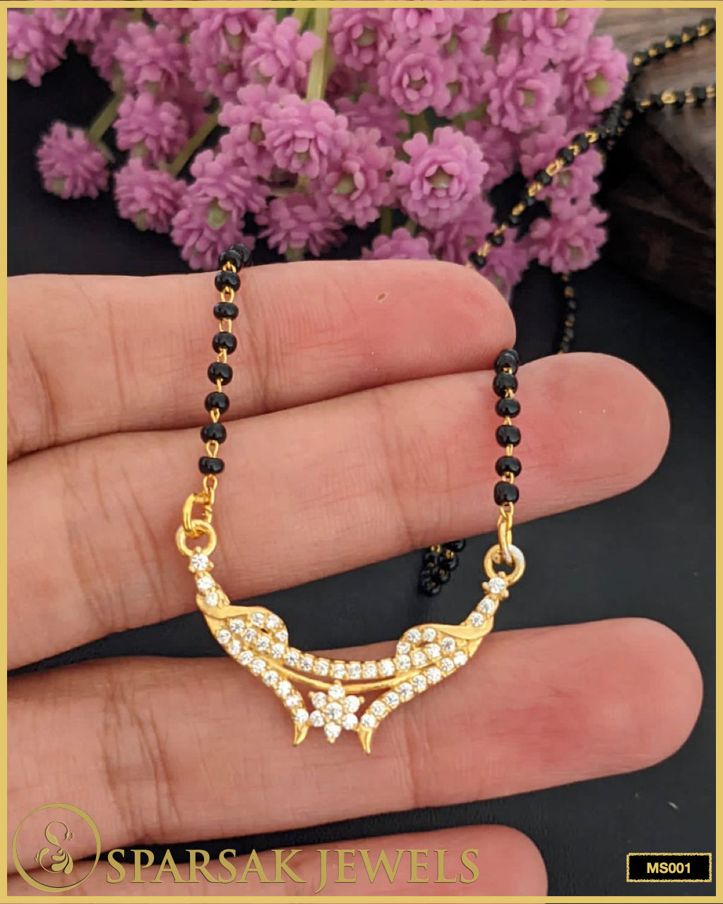 Gold Polished Silver Mangalsutra by Sparsak Jewels