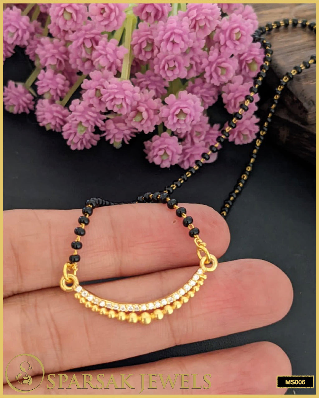 Gold Polished Traditional Mangalsutra in Silver - Sparsak Jewels