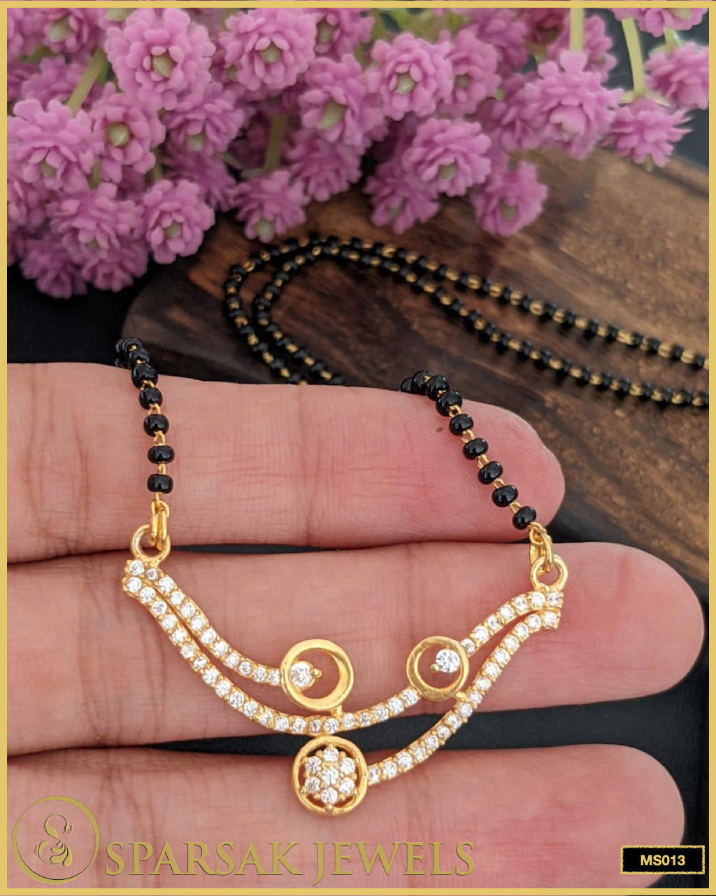 Gold Polished Silver Mangalsutra by Sparsak Jewels