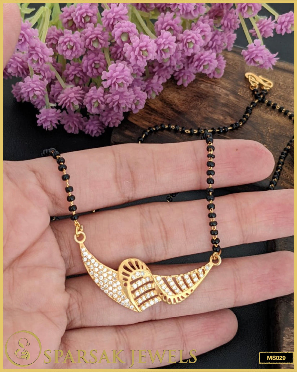 Gold Polished Silver Mangalsutra - Sparsak Jewels