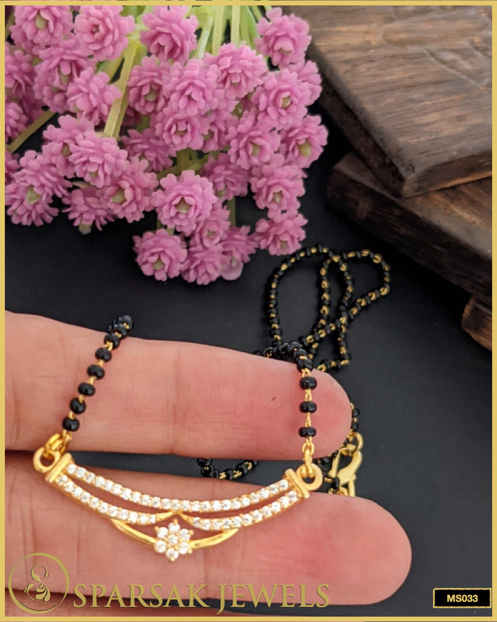 Gold Polished Traditional Mangalsutra in Silver - Sparsak Jewels