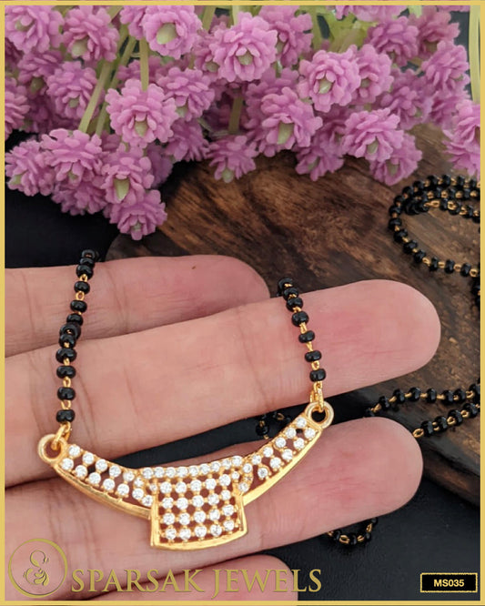 Gold Polished Traditional Mangalsutra in Sterling Silver - Sparsak Jewels