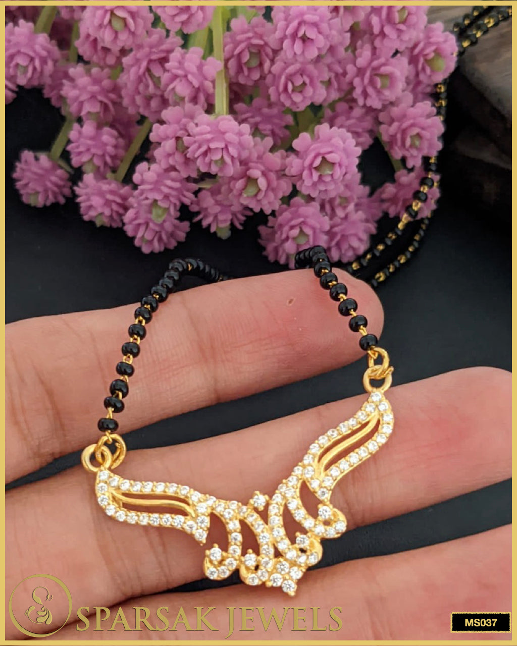 Gold Polished Silver Mangalsutra by Sparsak Jewels