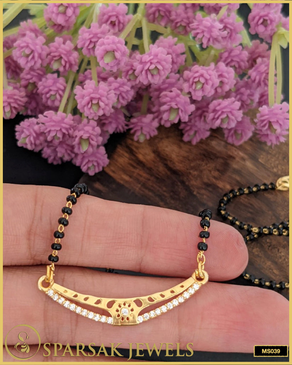 Gold Polished Silver Mangalsutra by Sparsak Jewels