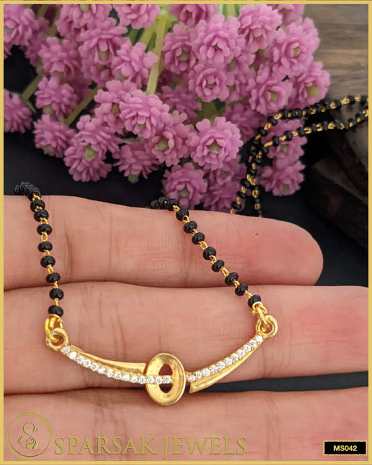 Gold Polished Traditional Mangalsutra in Silver - Sparsak Jewels