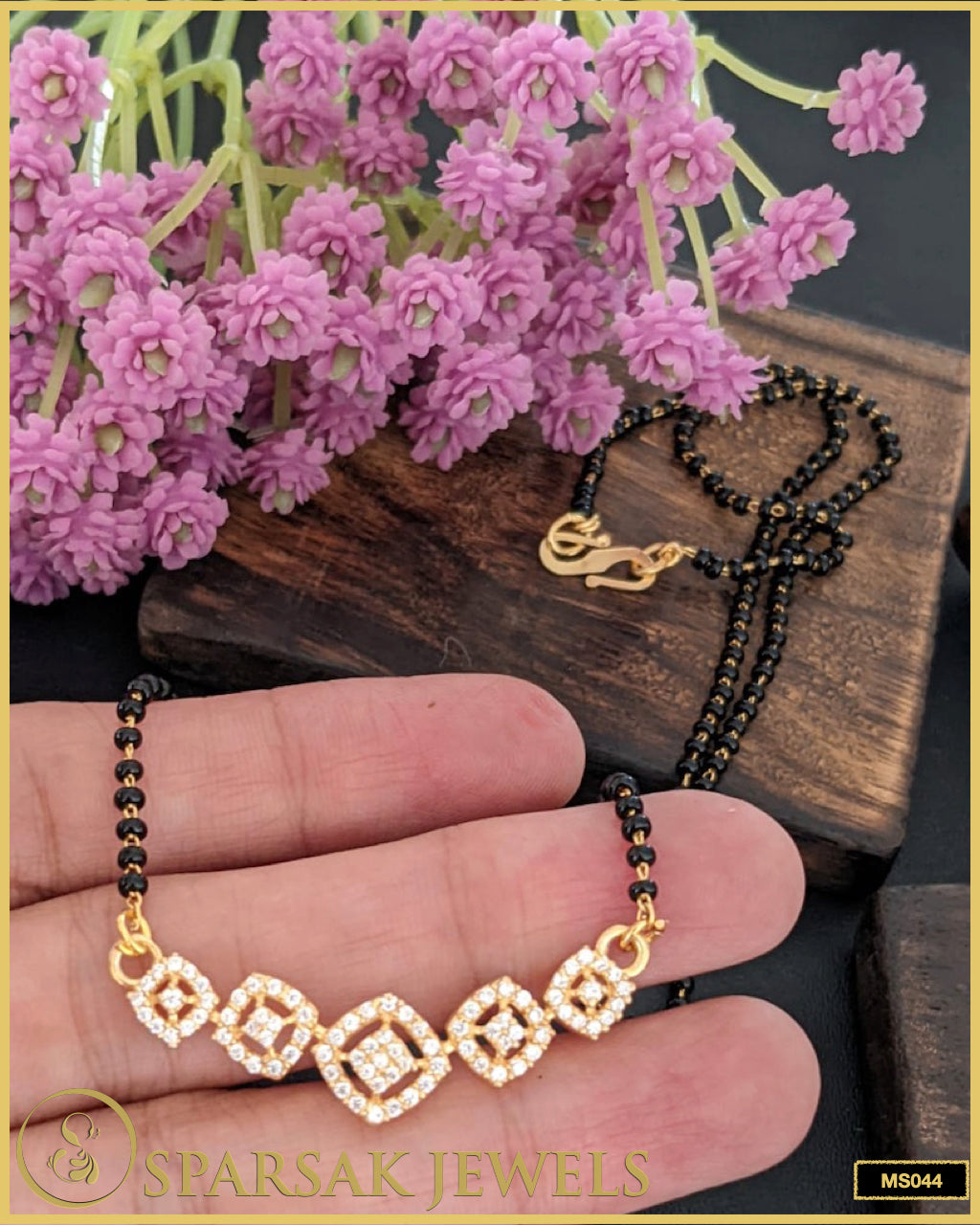 Gold Polished Traditional Mangalsutra in Silver - Sparsak Jewels