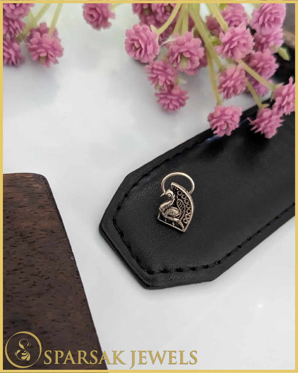 Silver Indian Nosepin with Intricate Design by Sparsak Jewels