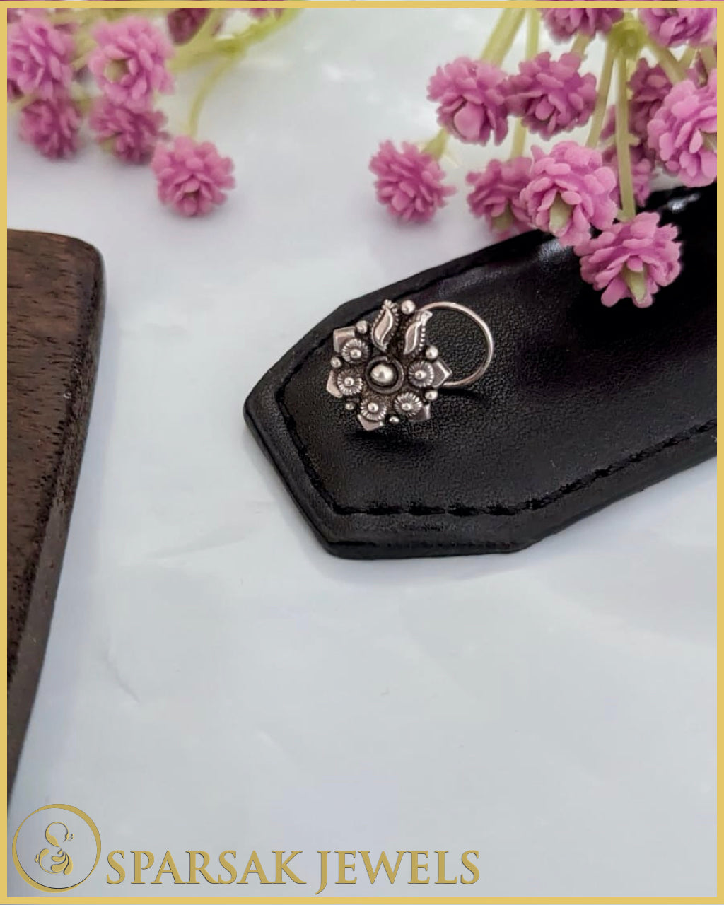 Silver Nose Stud with Ethnic Motifs by Sparsak Jewels