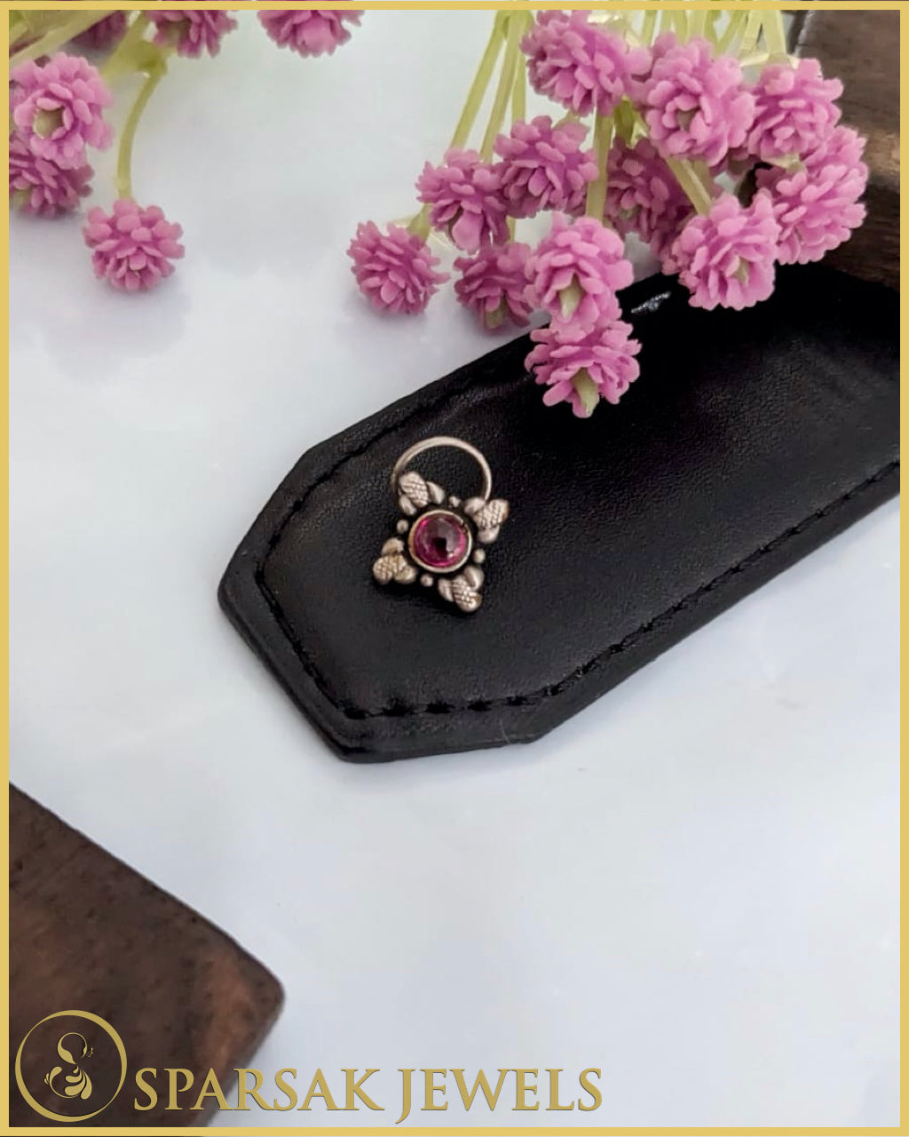 Handcrafted Silver Nosepin with Ethnic Design by Sparsak Jewels