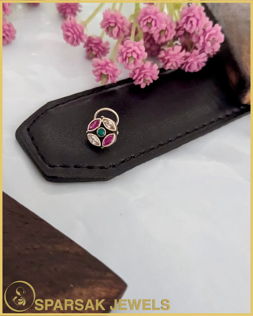 Indian Temple Jewelry Inspired Silver Nosepin by Sparsak Jewels