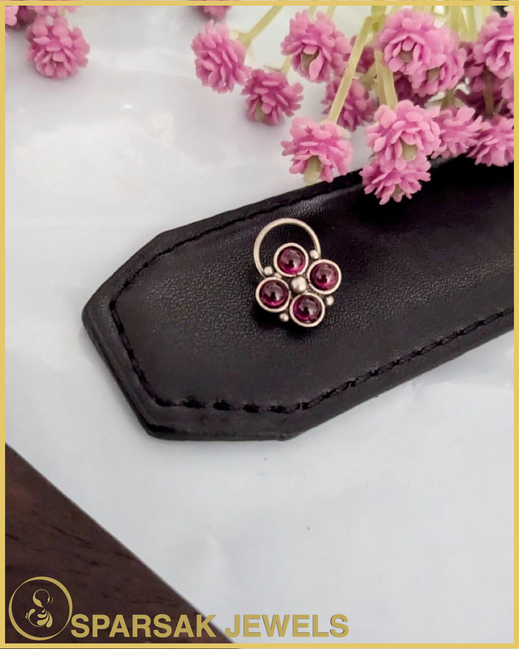 Silver Nose Pins Set with Filigree Work by Sparsak Jewels