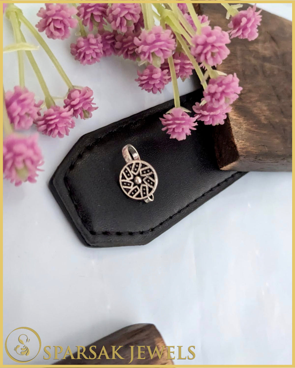 Handcrafted Silver Nosepin with Ethnic Design by Sparsak Jewels
