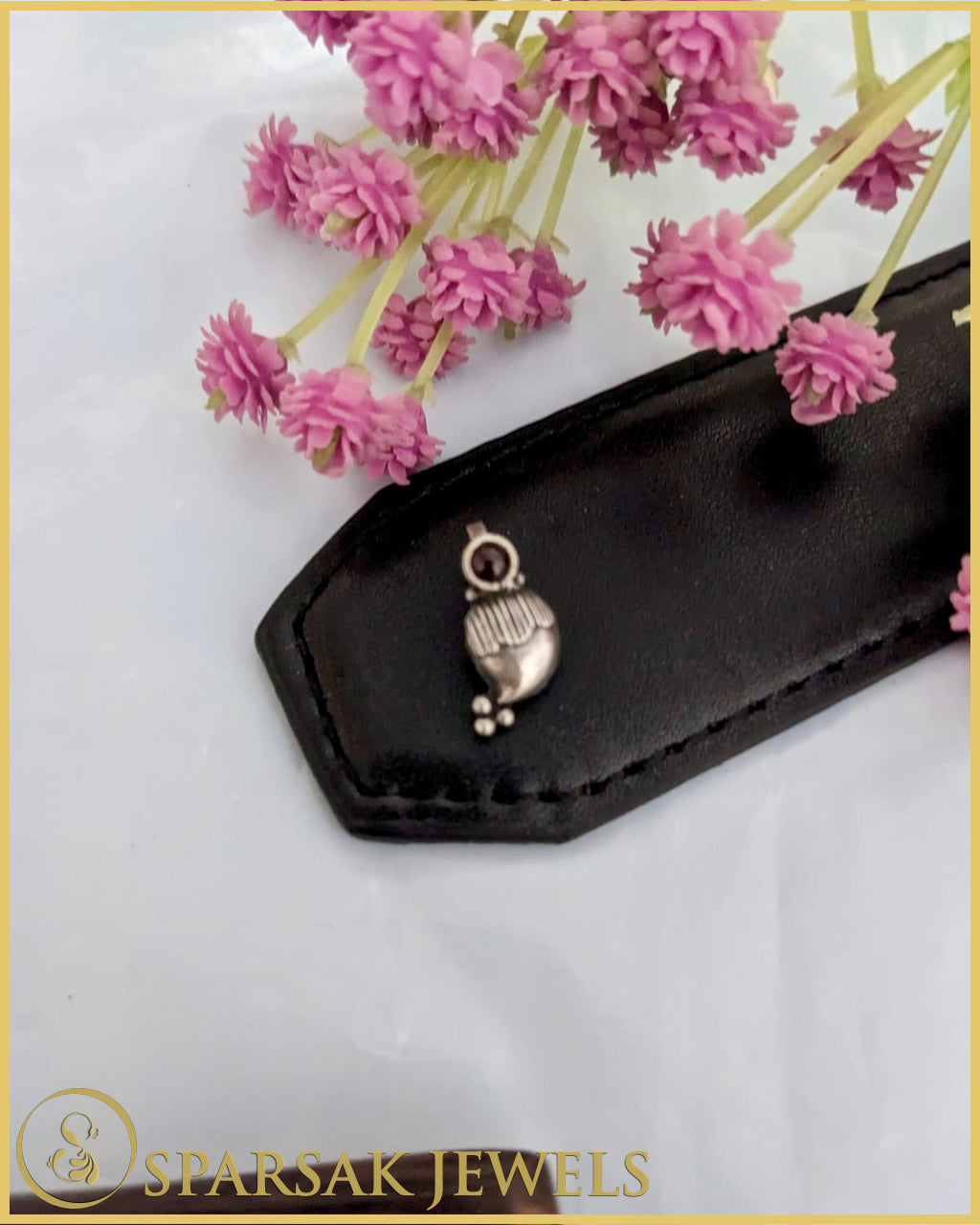 Silver Indian Nosepin with Intricate Design by Sparsak Jewels