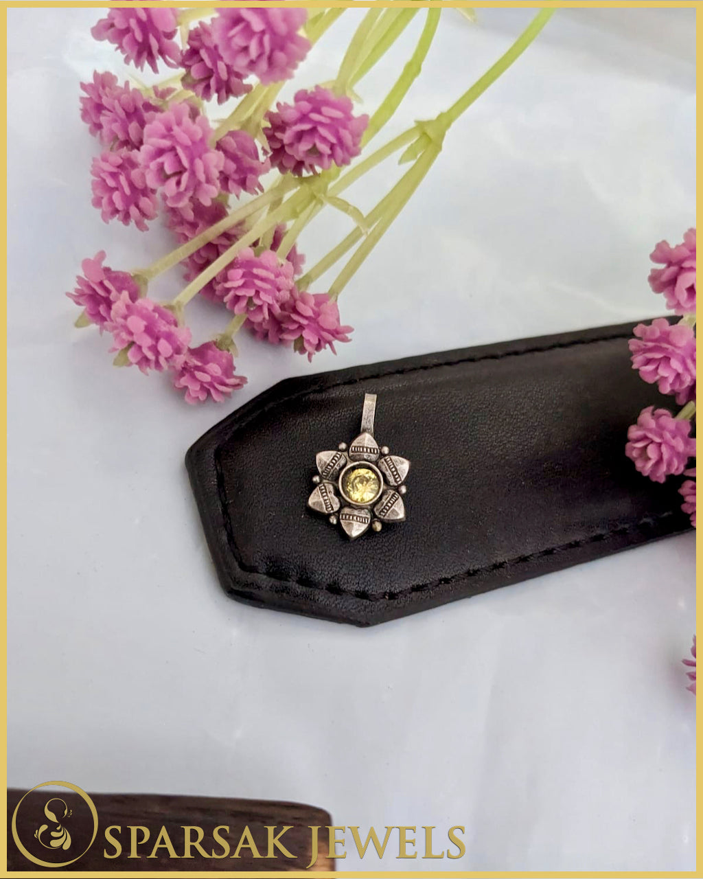 Handcrafted Silver Nosepin with Ethnic Design by Sparsak Jewels