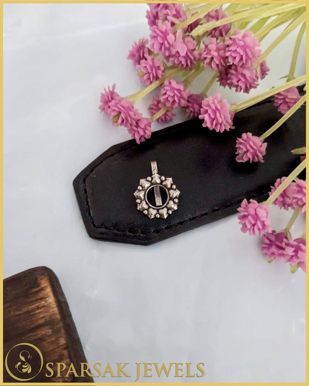 Silver Indian Nosepin with Intricate Design by Sparsak Jewels