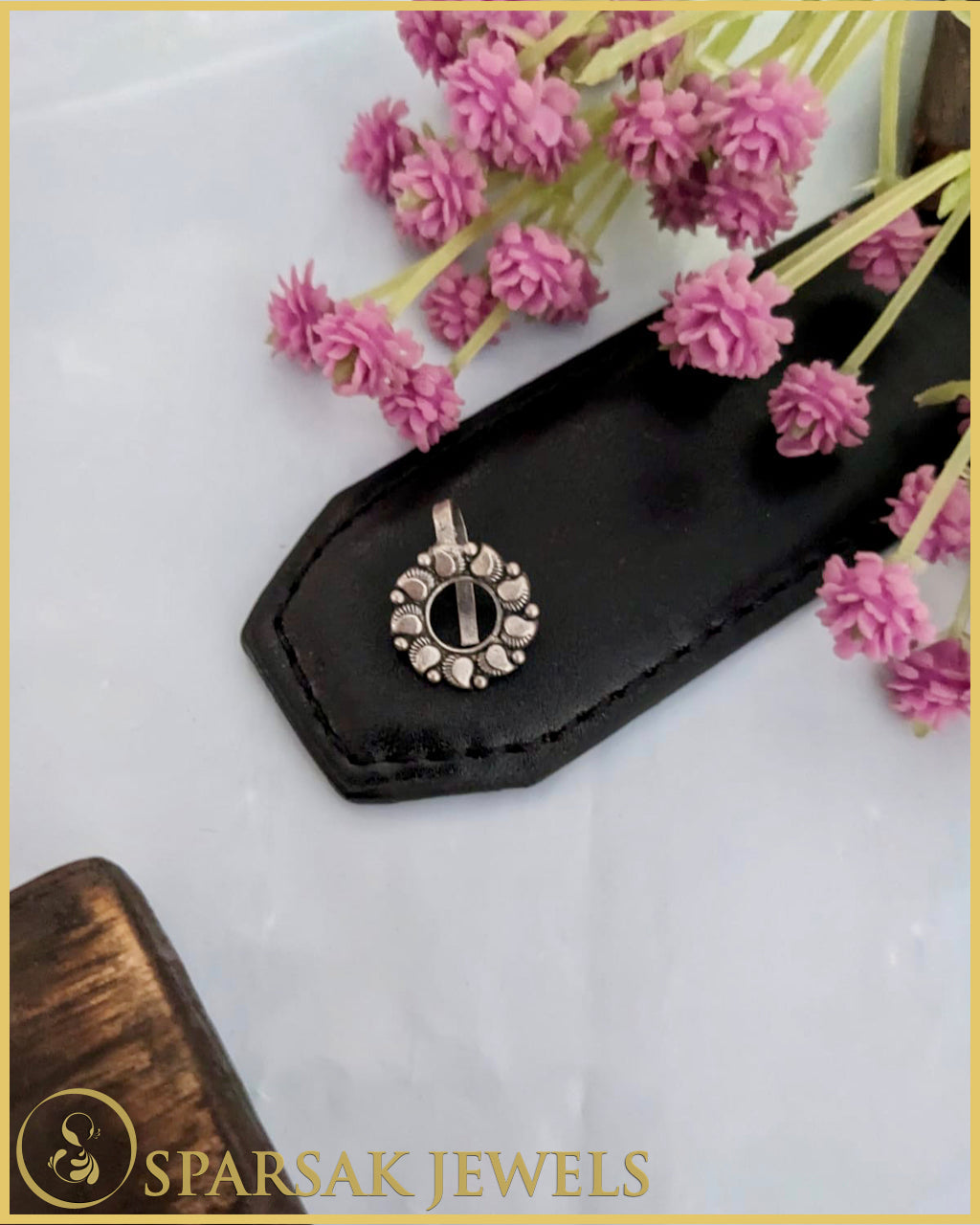 Handcrafted Silver Nosepin with Ethnic Design by Sparsak Jewels
