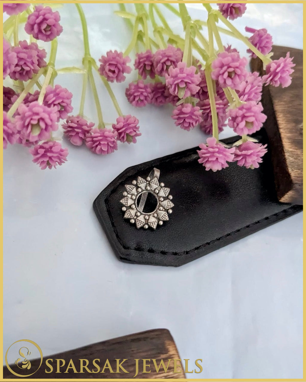Silver Nose Stud with Ethnic Motifs by Sparsak Jewels
