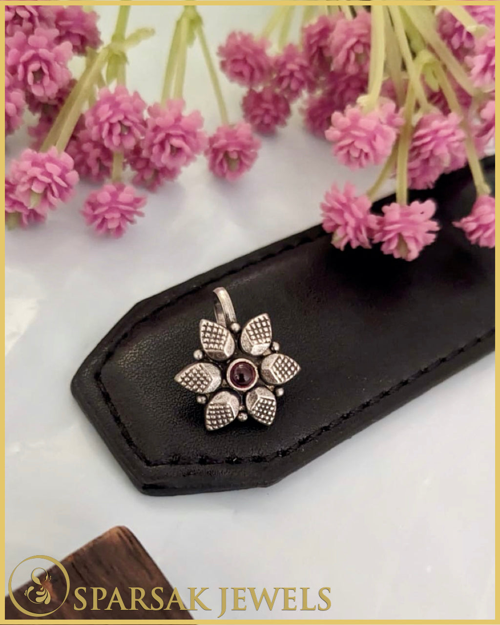 Traditional Indian Design Silver Nosepin by Sparsak Jewels