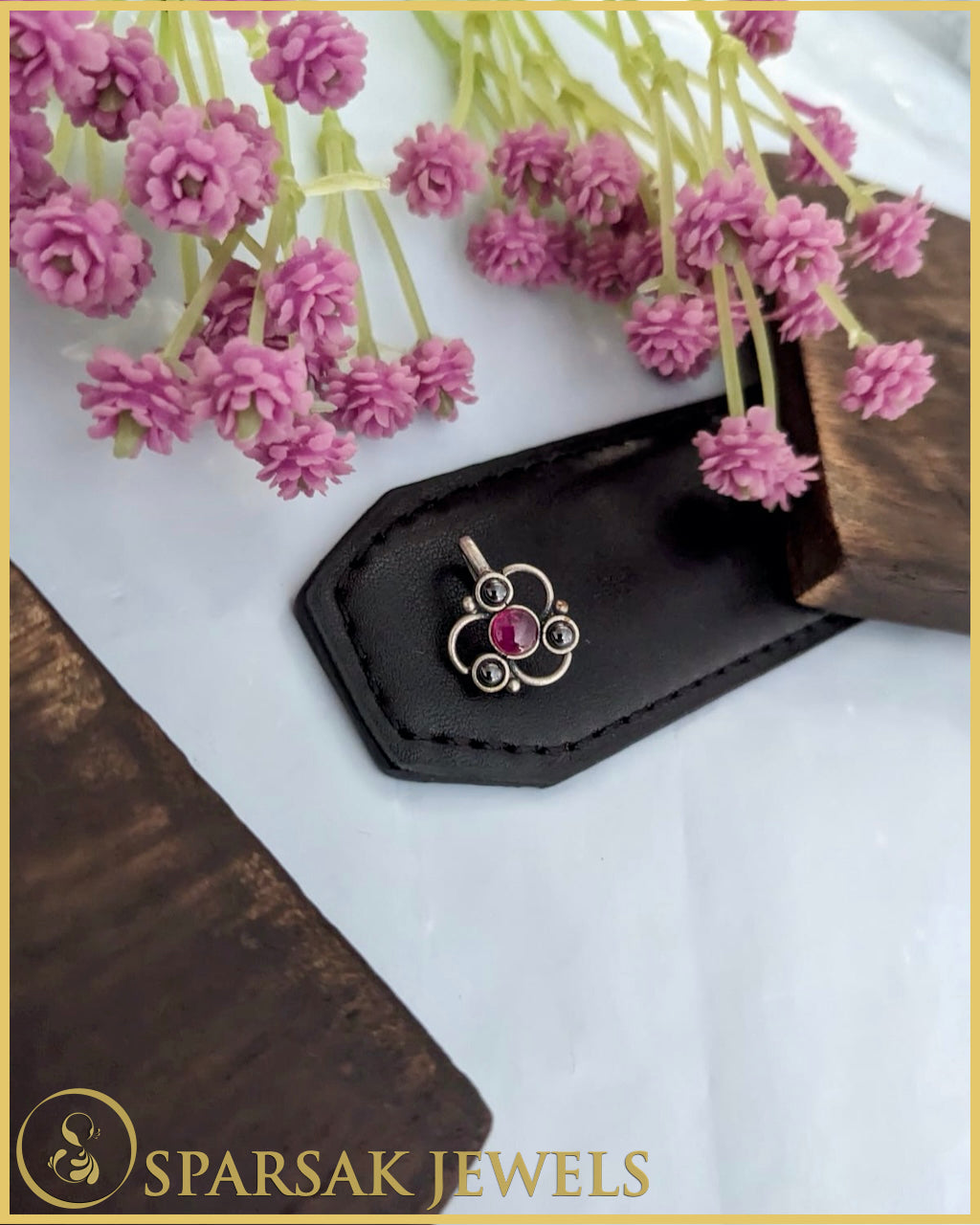 Handcrafted Silver Nosepin with Ethnic Design by Sparsak Jewels