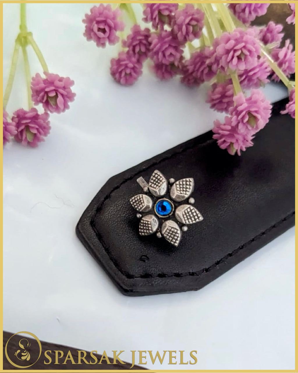 Silver Nose Stud with Ethnic Motifs by Sparsak Jewels