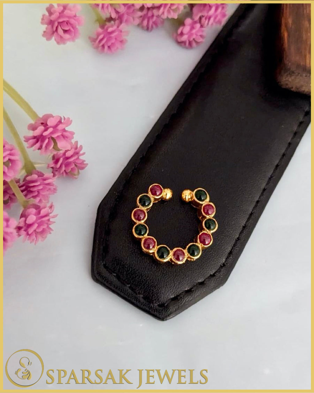 Regal Gold Polished South Indian Nath crafted in silver by Sparsak Jewels