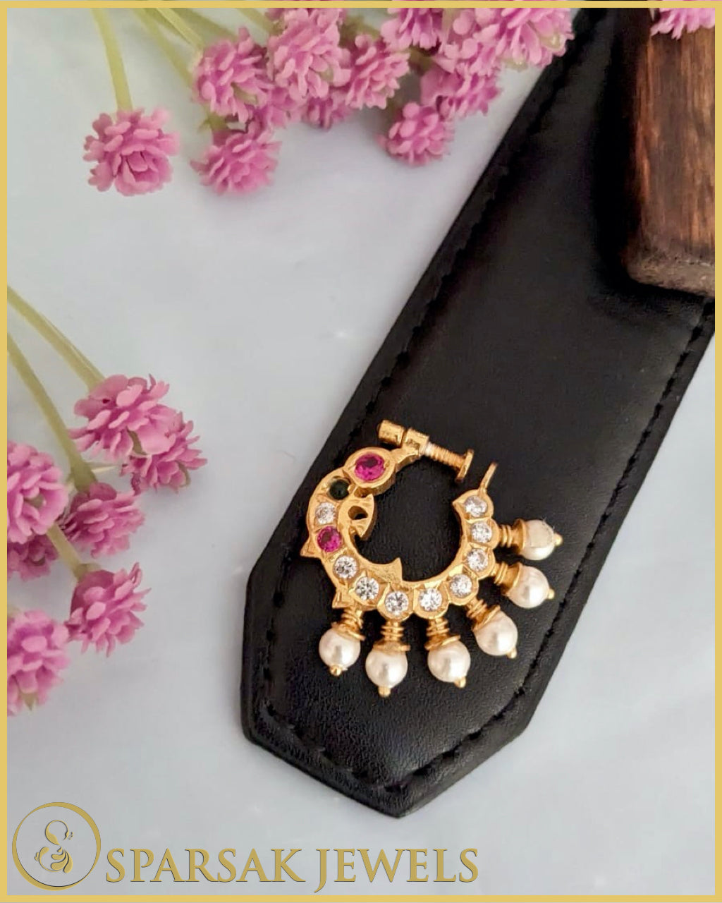 Intricately Designed Gold Polished South Indian Nath by Sparsak Jewels