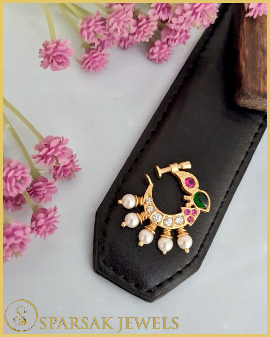 Traditional Gold Polished South Indian Nath by Sparsak Jewels