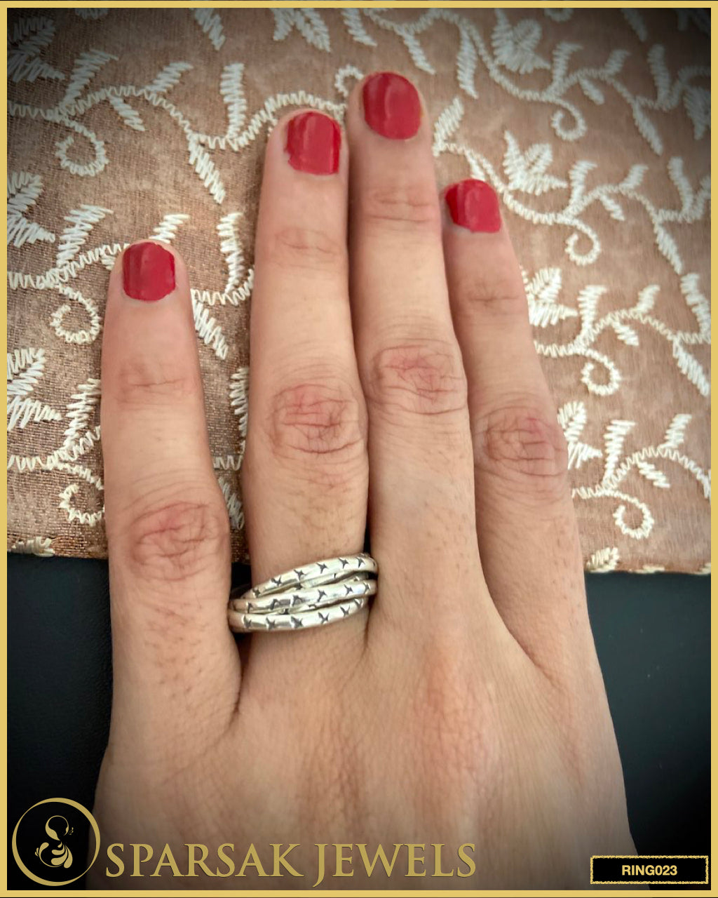 Sparsak Jewels Silver Intertwined Ring - Intricately crafted statement jewelry featuring interlinked rings