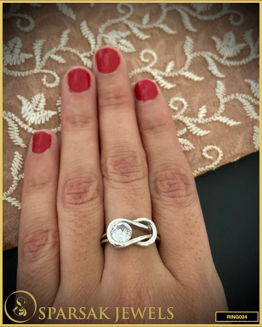 Sparsak Jewels Silver Infinity Solitaire Ring - Intricately crafted statement jewelry featuring an infinity symbol