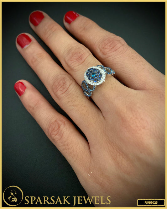 Sparsak Jewels Silver Sapphire Ring - Exquisite statement jewelry featuring a small sapphire gemstone