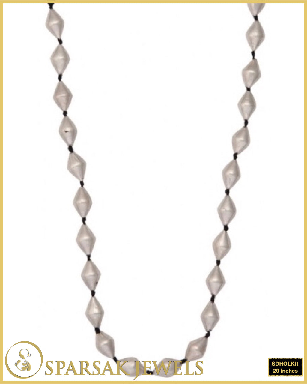 1 Line Silver Dholki Mala Necklace by Sparsak Jewels