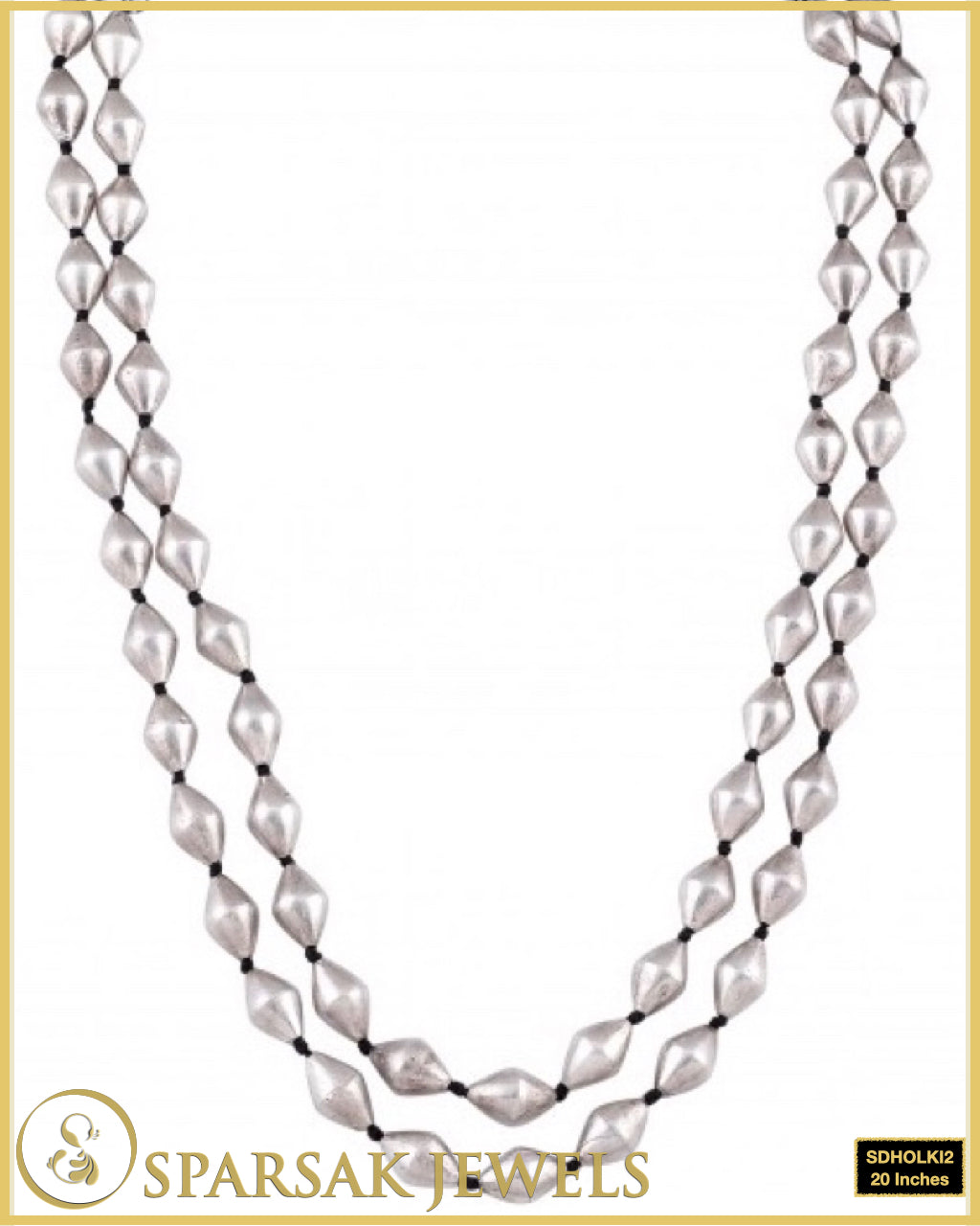 2 Line Silver Dholki Mala Necklace by Sparsak Jewels