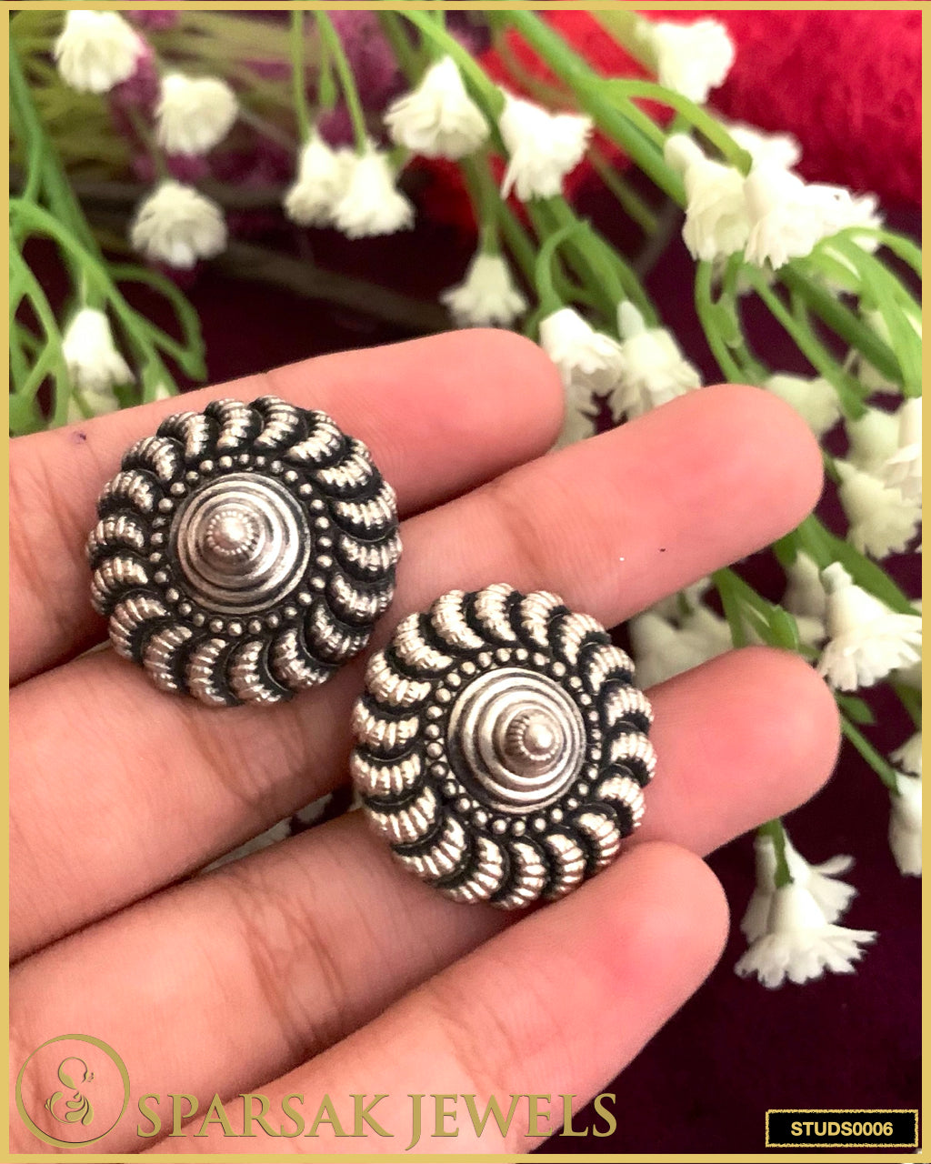 Timeless Temple Jewellery Silver Studs from Sparsak Jewels