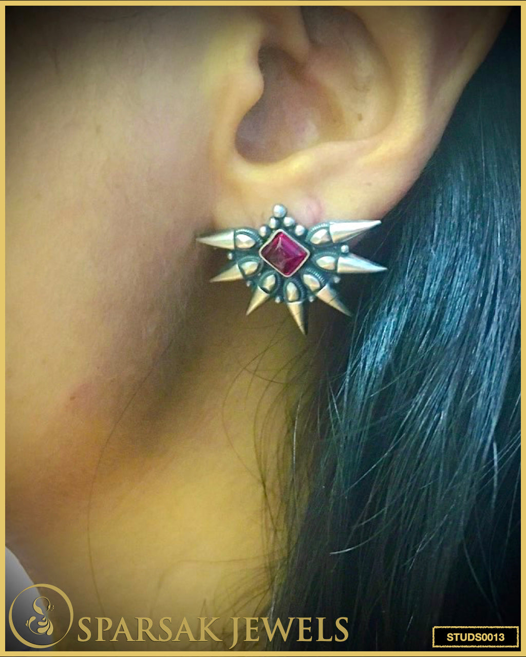 Divine Temple Jewellery Silver Studs Collection by Sparsak Jewels