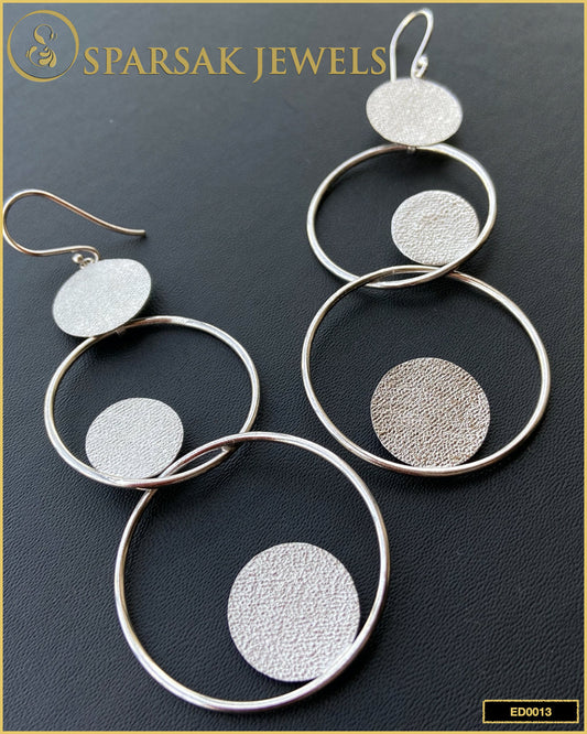 Long Circle Chic Danglers in Sterling Silver - Sparsak Jewels
