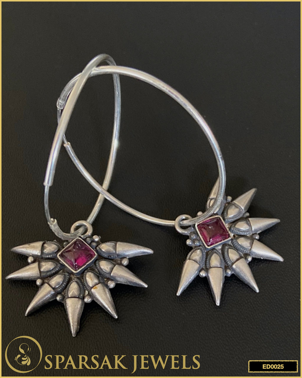 Silver Temple Jewellery Changeable Charms Hoops Earrings - Sparsak Jewels