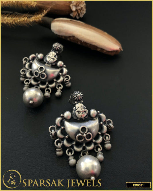 Graceful Silver Ganesha Earrings - Sparsak Jewels