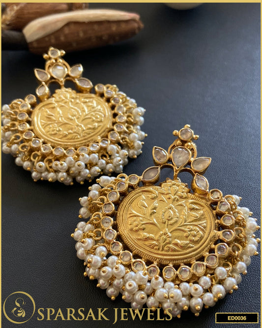 Beautiful Kundan Earrings in Sterling Silver - Sparsak Jewels