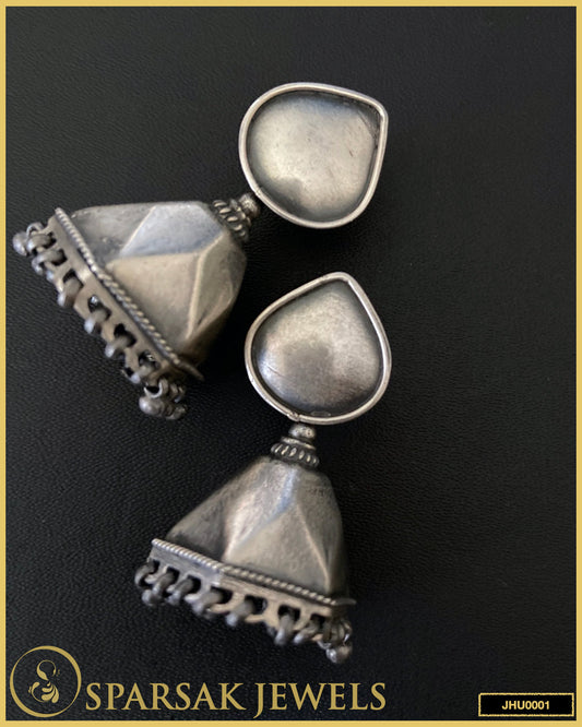 Handcrafted Silver Jhumkas by Sparsak Jewels - Indian Ethnic Earrings