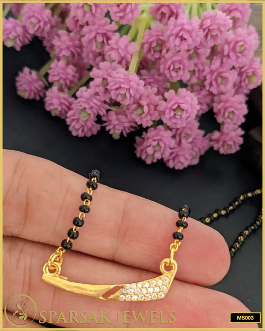 Gold Polished Silver Mangalsutra by Sparsak Jewels