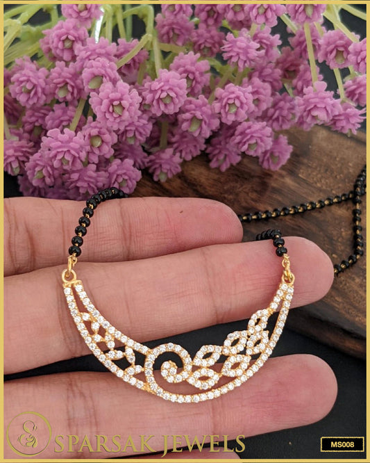 Gold Polished Traditional Mangalsutra in Silver - Sparsak Jewels